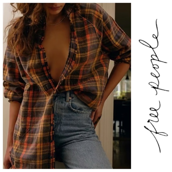 FREE PEOPLE We The Free Summer
Daydream Plaid Shirt in Grunge Combo Sz: S - Picture 6 of 15